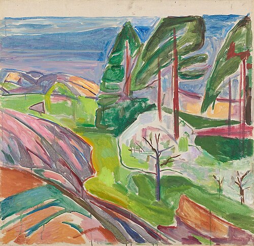 Pins et Arbres fruitiers en fleur, 1911, Edvard Munch