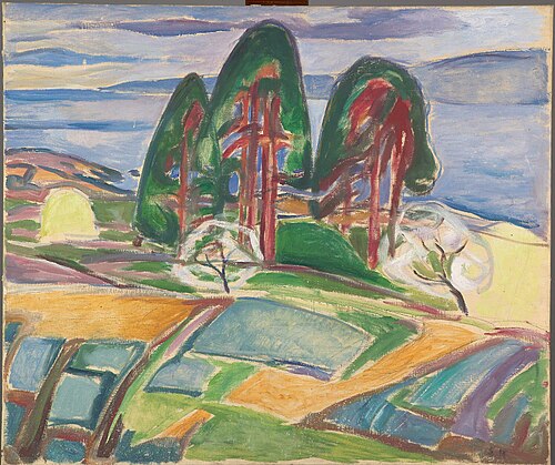 Pins et Arbres fruitiers en fleur, 1911, Edvard Munch
