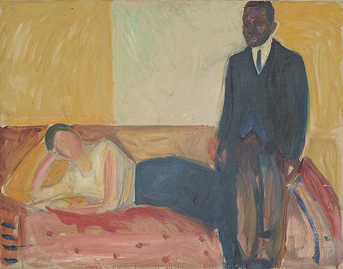 Femme couché et Africain debout, 1916, Edvard Munch
