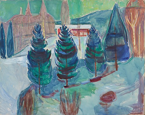 maison rouge et Épicéas, 1940, Edvard Munch