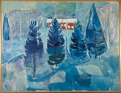 maison rouge et Épicéas, 1940, Edvard Munch