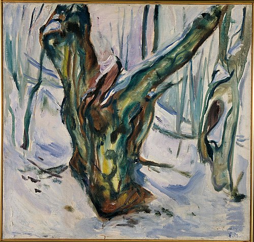 Troncs d'arbres rugueux dans la neige, 1923, Edvard Munch