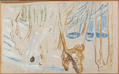 Troncs rugueux dans la neige, 1920, Edvard Munch