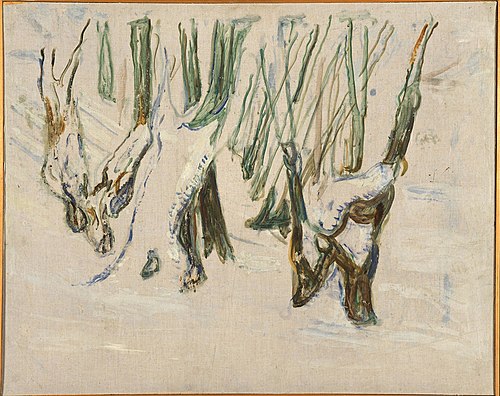 Troncs rugueux dans la neige, 1923, Edvard Munch