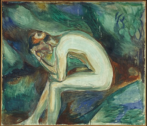 Nu masculin assis en forêt, 1924, Edvard Munch