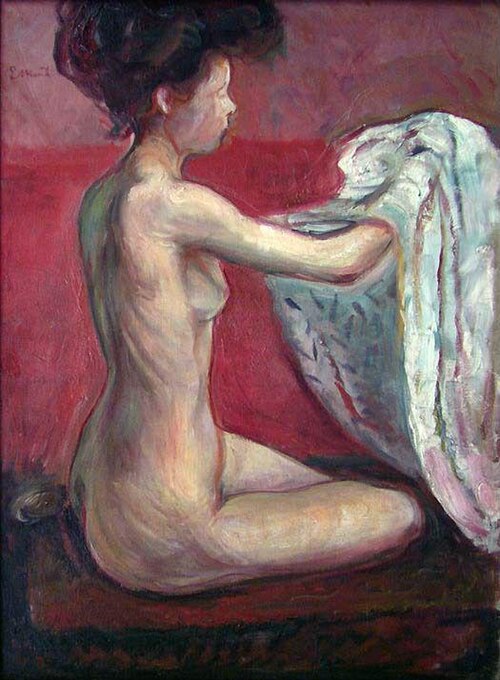 Nu assis sur un fond rouge, 1896, Edvard Munch
