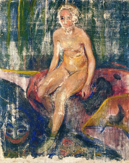 Nu assis et Masque grotesque, 1893, Edvard Munch