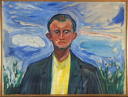 Autoportrait sur un ciel bleu, 1908, Edvard Munch