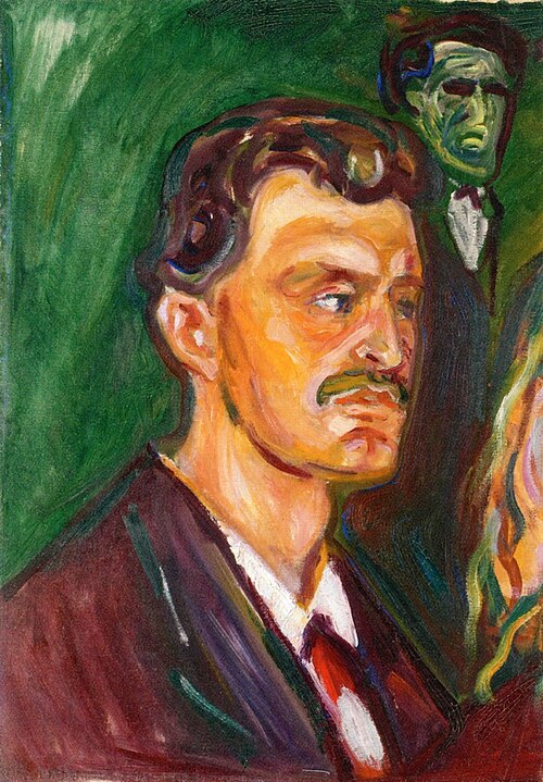Autoportrait sur un fond vert, 1905, Edvard Munch