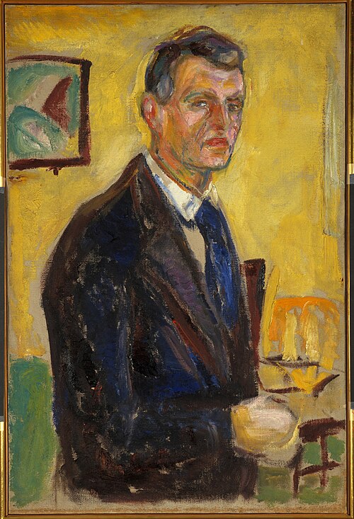 Autoportrait sur un fond jaune, 1915, Edvard Munch