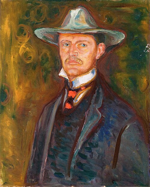 Autoportrait au chapeau à larges bords, 1905, Edvard Munch