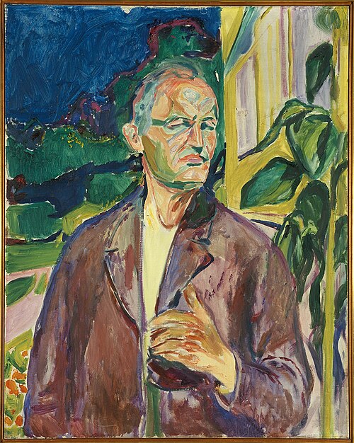 Autoportrait devant le mur de la maison, 1926, Edvard Munch