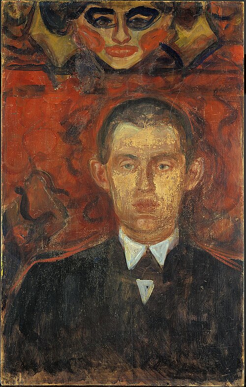 Autoportrait sous un masque de femme, 1893, Edvard Munch