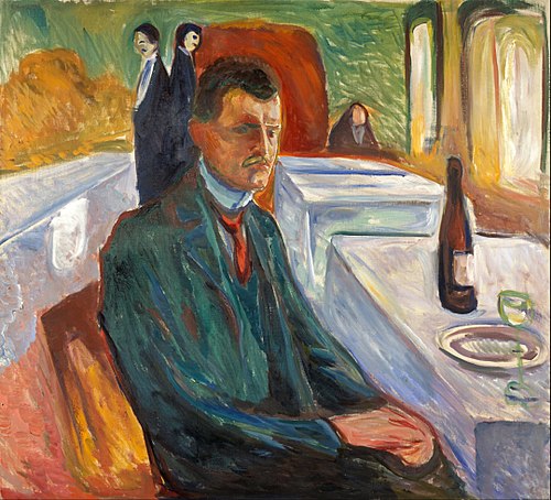 Autoportrait à la bouteille de vin, 1906, Edvard Munch