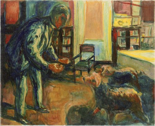 Autoportrait aux chiens, 1925, Edvard Munch