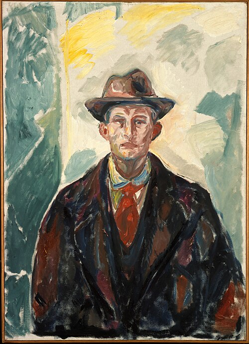 Autoportrait au chapeau et à la cravate rouge, 1915, Edvard Munch