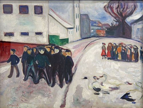 rue de petite ville dans la neige, 1906, Edvard Munch