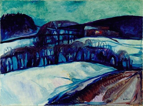 Paysage de neige la nuit, 1923, Edvard Munch