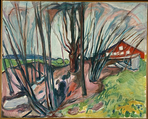 Paysage de printemps à la maison rouge, 1920, Edvard Munch