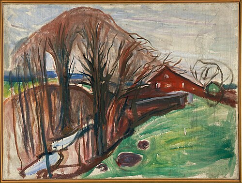 Paysage de printemps à la maison rouge, 1920, Edvard Munch