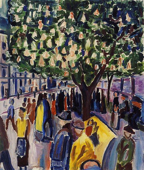 rue avec châtaignier en fleur, 1925, Edvard Munch