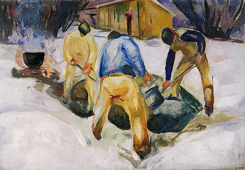 Travailleurs de rue dans la neige, 1920, Edvard Munch
