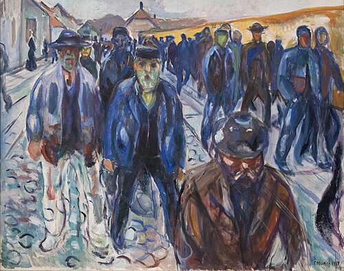Ouvriers sur le chemin du retour, 1914, Edvard Munch