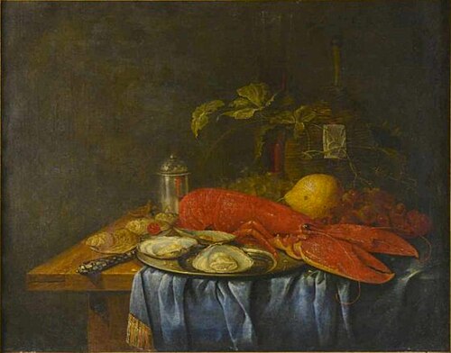 Still life with lobster, 1655, G. van Deynum