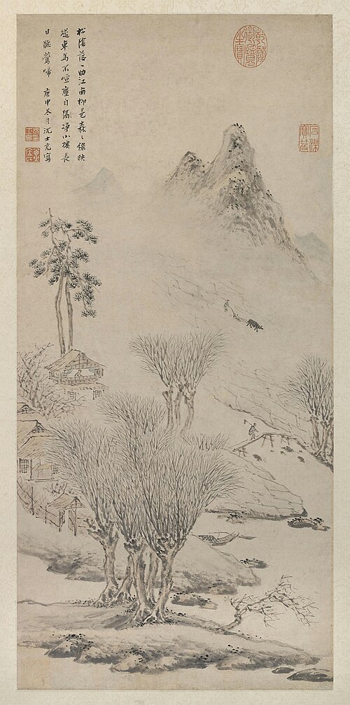 沈士充山楼观稼图轴, , Sheng Shichong