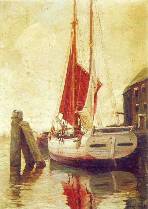 Péniche à voile, 1918, Michał Gorstkin Wywiórski