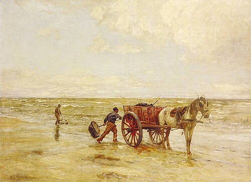 Zbieracze morszczyny nad brzegiem morza, 1890, Michał Gorstkin Wywiórski