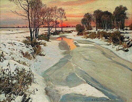 Zimowy zachód, 1906, Michał Gorstkin Wywiórski