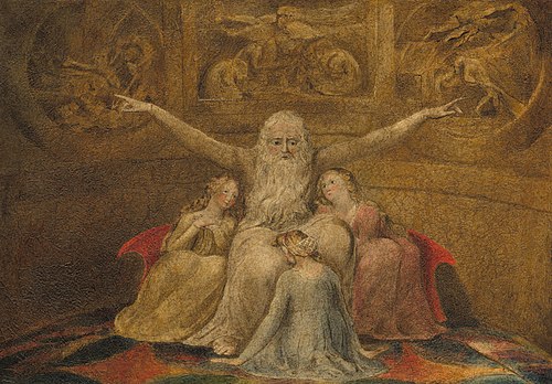 Job and His Daughters, 1800, William Blake