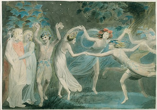 Oberon, Titania and Puck with Fairies dancing, 1785, William Blake