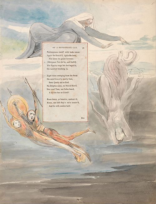 The Poems of Thomas Gray, Design 11, "Ode on the Death of a Favourite Cat.", 1797, William Blake