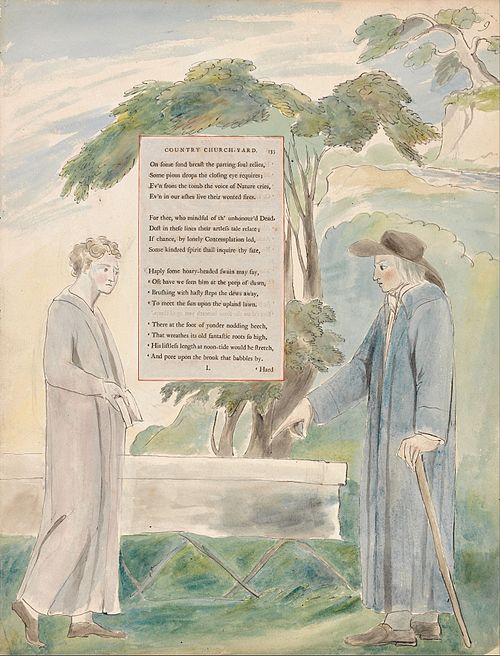The Poems of Thomas Gray, Design 113, "Elegy Written in a Country Church-Yard.", 1797, William Blake