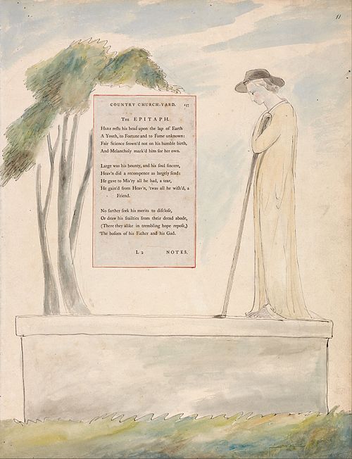 The Poems of Thomas Gray, Design 115, "Elegy Written in a Country Church-Yard.", 1797, William Blake