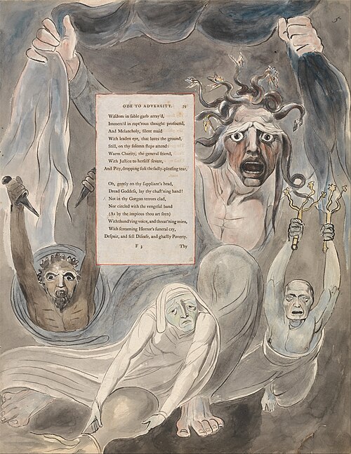 The Poems of Thomas Gray, Design 39, "Ode to Adversity.", 1797, William Blake