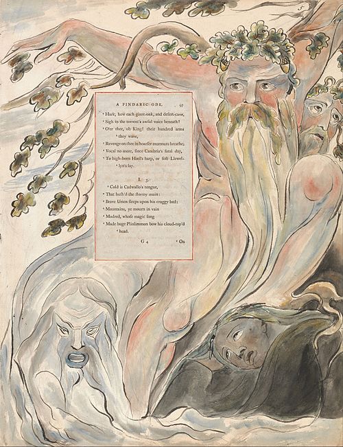 The Poems of Thomas Gray, Design 57, "The Bard.", 1797, William Blake
