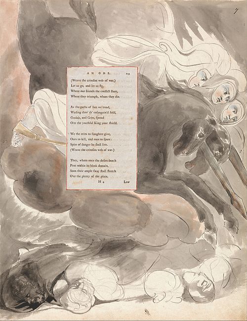 The Poems of Thomas Gray, Design 73, "The Fatal Sisters.", 1797, William Blake
