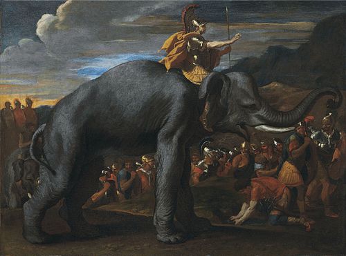 Hannibal traversant les Alpes à dos d'éléphant, 1625, Nicolas Poussin