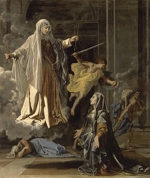 Sainte Françoise Romaine annonçant à Rome la fin de la peste, 1657, Nicolas Poussin