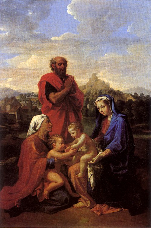 La Sainte Famille avec saint Jean, sainte Elisabeth et saint Joseph priant, 1656, Nicolas Poussin
