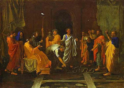Moïse changeant en serpent la verge d'Aaron, 1645, Nicolas Poussin