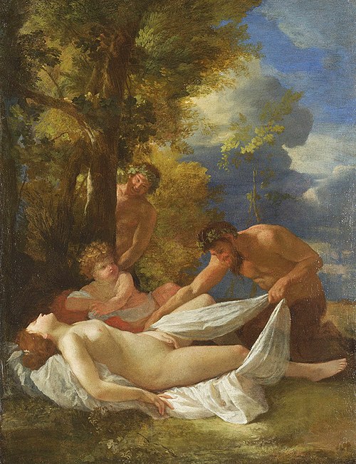 Nymph with Satyrs, 1627, Nicolas Poussin