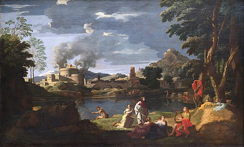 Landscape with Orpheus and Eurydice, 1650, Nicolas Poussin