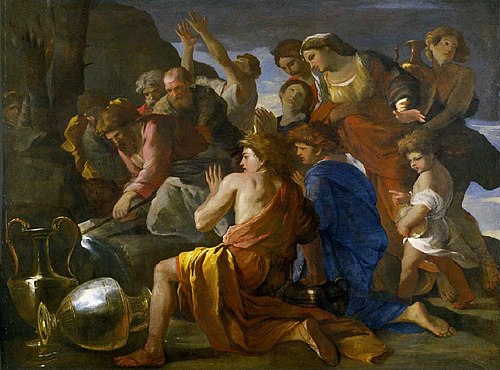Moïse adoucissant les eaux de Marah, 1628, Nicolas Poussin
