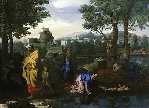 Moses exposed by the river, 1654, Nicolas Poussin