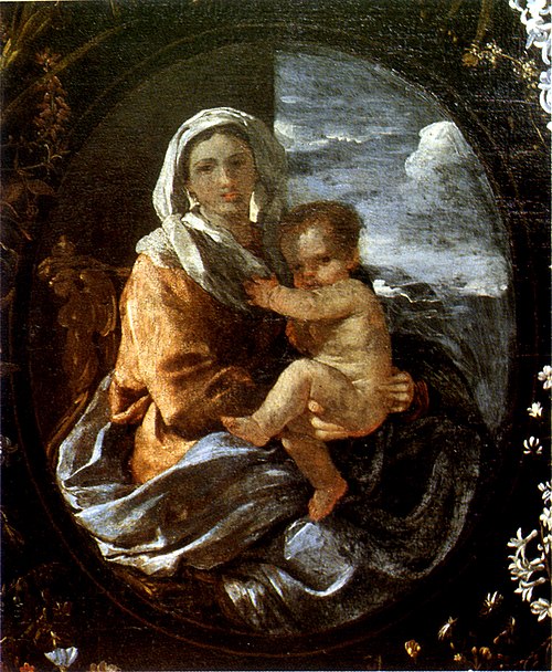 Virgin and Child in a Garland of Flowers, 1626, Nicolas Poussin