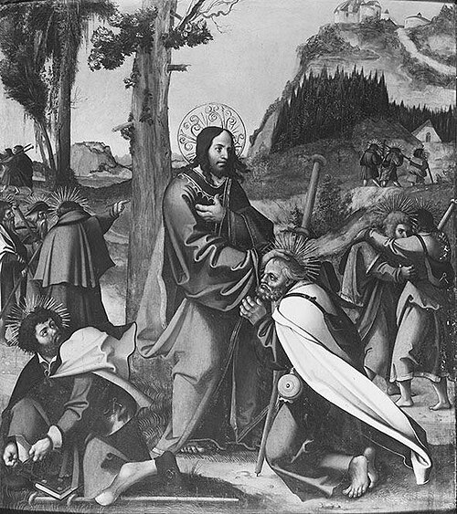 Aussendung der Apostel (Anmontierte Rückseite: Taufe des Kämmerers durch Philippus), 1520, Master of The Legend of St Philip